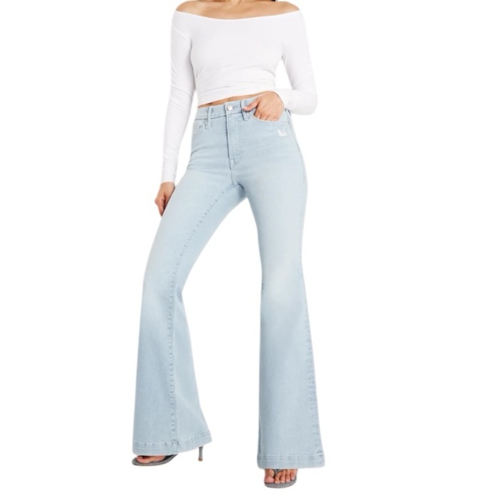 Good American Light Blue Flare Jeans